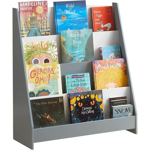 Sobuy tagre  Livres Pour Enfants Avec 4 Compartiments De Rangement Pour Les Livres Gris, Kmb32-Hg
