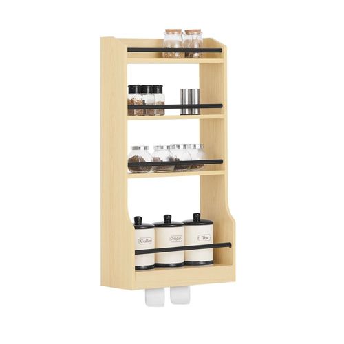 Sobuy tagre  Suspendre Murale tagre  pices Rangement Cuisine tagre De Salle De Bain Avec 4 tagres Et 3 Crochets 38x17x75 Cm, Kcr12-N