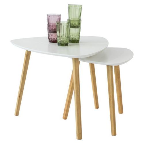 Sobuy Fbt74-W Tables Basses Gigognes Table Caf Table D'appoint Table Basse Guridon  Set De 2