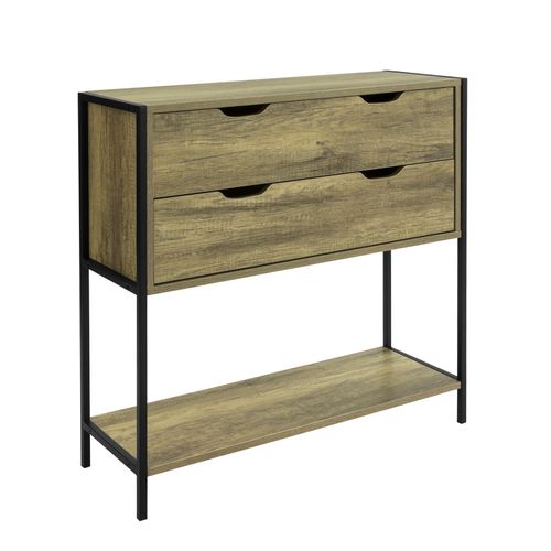 Sobuy Fsb39-T Table Console Meuble D'entre Avec 2 Tiroirs Buffet Placard  2 Niveaux Pour Couloir, Salon, Cuisine  L83 X P30 X H79 Cm, Cadre En Acier, Style Industriel