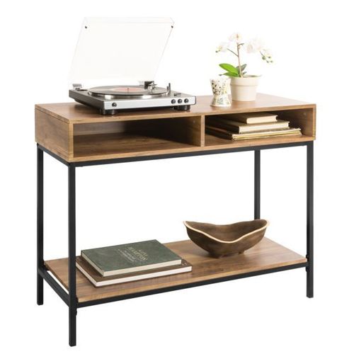 Sobuy Fsb41-F Table Console Table DEntre Bout De Canap Table D'appoint Buffet Avec 2 Compartiments tagre  L100 X P40 X H80 Cm, Cadre En Acier, Style Industriel