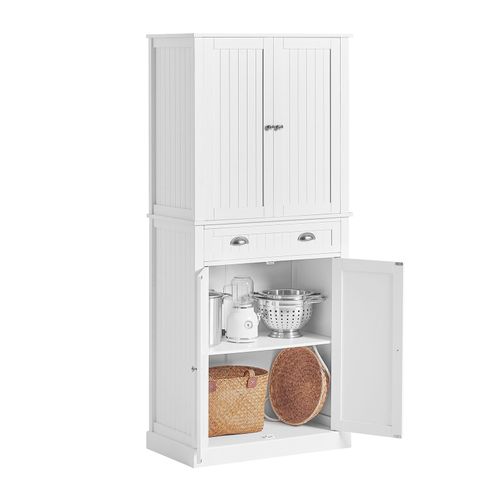 Sobuy Fsb44-W Armoire De Cuisine, Meuble De Rangement Cuisine, Buffet Placard Avec 4 Portes, 1 Tiroir Et tagres Rglables, Pour Cuisine, Salle  Manger, Salon, Salle De Bain, Blanc