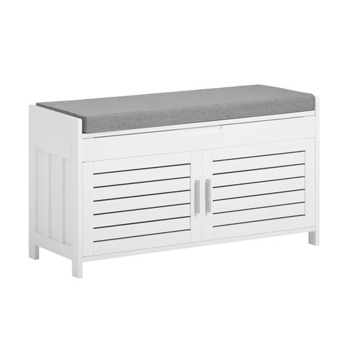 Sobuy Fsr102-W Banc De Rangement Avec Coussin Rembourr Meuble Bas Entre Commode  Chaussure Banquette Confortable Avec Coffre Intgr Et 2 Portes