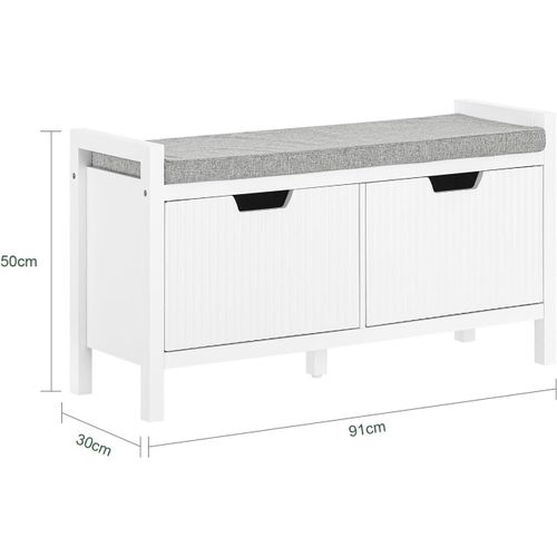 Sobuy Fsr146-W Banc  Chaussures, Banc D?Entre, Banc De Couloir, Meuble De Rangement Pour Entre Avec Coussin Rembourr Et 2 Portes