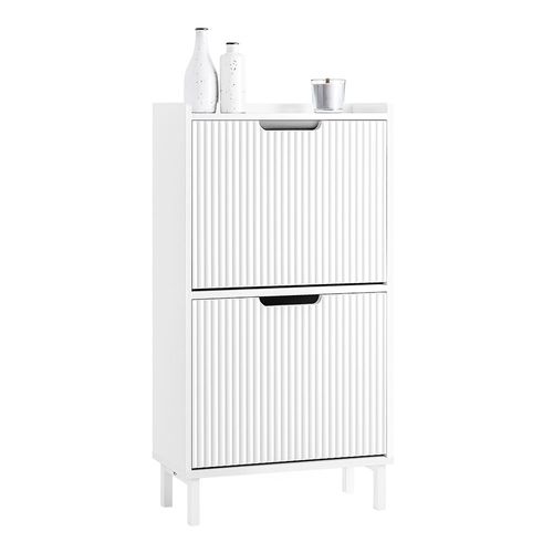 Sobuy Fsr177-W Meuble  Chaussures Armoire  Chaussures Meuble Rangement Chaussures 2 Portes Abattantes, Meuble D'entre Coffre Rangement Pour Chaussures, Blanc