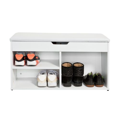 Sobuy Fsr27-W Banc Commode  Bottes Chaussures Avec Coussin Rembourr Meuble D'entre- Blanc