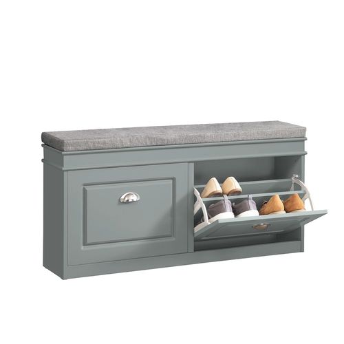 Sobuy Fsr64-Hg Banc De Rangement  Chaussures Armoire  Chaussures 2 Abattants Avec Coussin Confortable Meuble D'entre Coffre Rangement Pour Chaussures  Gris
