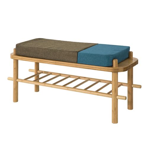 Sobuy Fsr73-N Banc  Chaussures De Rangement tagre  Chaussures Meuble D'entre Banquette Confortable Sige Pour Chausser En Bambou - 2 Places Avec 1 tage De Rangement
