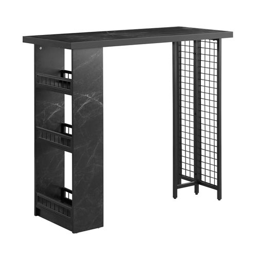 Sobuy Fwt100-Sch Table De Bar Design, Table Bistrot Avec 3 tagres, Table Haute De Cuisine Avec Surfaces De Rangement, Effet Marbre Cadre En Mtal