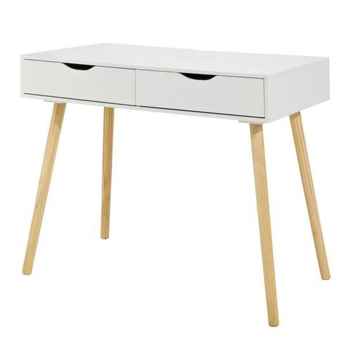 Sobuy Fwt40-Wn Table De Bureau Informatique Secrtaire Table Plan De Travail Avec 2 Tiroirs