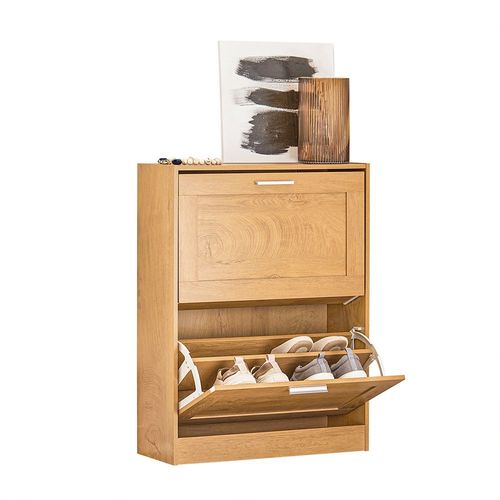 Sobuy Meuble  Chaussures Armoire  Chaussures Commode  Chaussures Meuble D'entre, Meuble De Rangement  Chaussures Avec 2 Abattants Pour Entre Couloir  60x23x79 Cm, Bois Clair, Fsr137-N