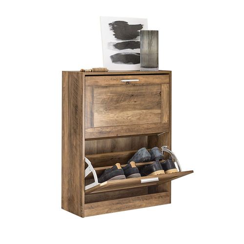 Sobuy Meuble  Chaussures Armoire  Chaussures Commode  Chaussures Meuble D'entre, Meuble De Rangement  Chaussures Avec 2 Abattants Pour Entre Couloir  60x23x79 Cm, Bois Fonc, Fsr137-F