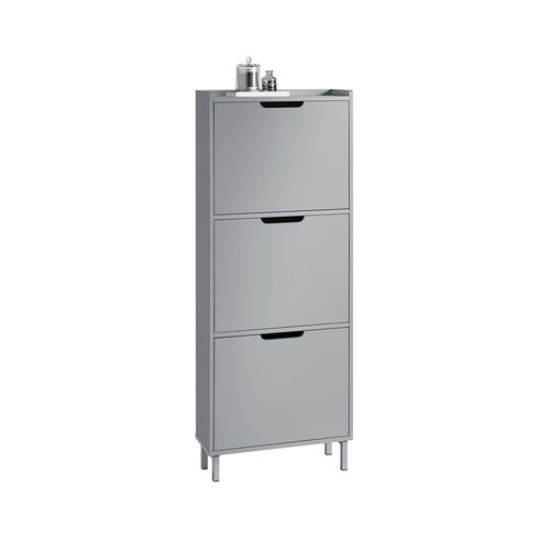 Sobuy Meuble  Chaussures Meuble De Rangement  Chaussures Avec 3 Abattants Armoire  Chaussures Commode  Chaussures Meuble D'entre Rangement Pour Chaussures  Gris, 50x19x129 Cm, Fsr151-H-Hg