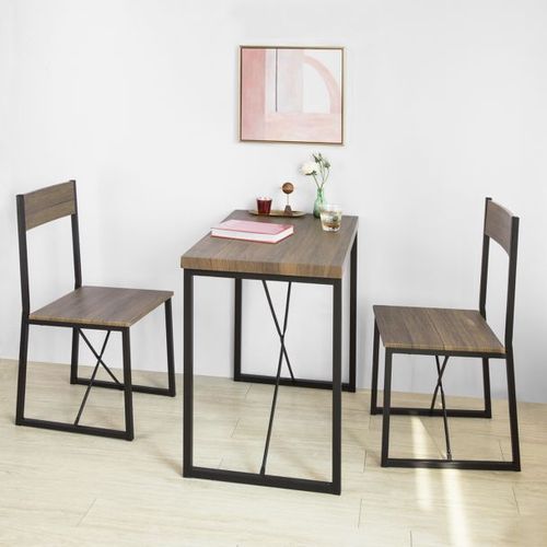 Sobuy Ogt19-N Set De 1 Table + 2 Chaises Table  Manger Table De Cuisine Ensemble Table De Balcon + 2 Tabourets Avec Dossier Mobilier De Jardin