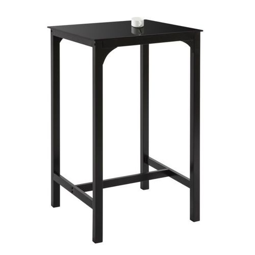 Sobuy Ogt38-Sch Table De Bar Carre Table Haute De Cuisine Table Mange-Debout Table De Salle  Manger Plateau En Verre Pieds En Acier Robuste  Noir - 60 X 60 X 100 Cm