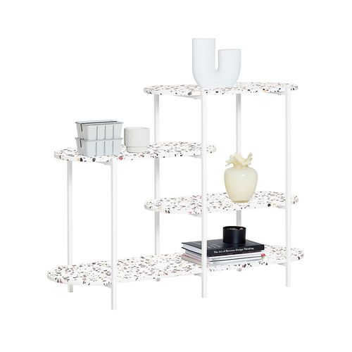 Sobuy Table Console, Table D'appoint, Table DEntre, tagre De Rangement, tagre Asymtrique  4 Niveaux, Cadre En Mtal, Pour Entre, Salon, Chambre, 120x40x86 Cm, Blanc, Fsb89-W