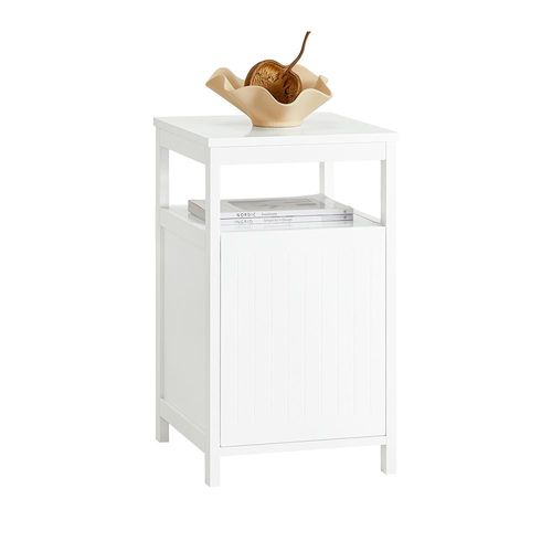 Sobuy Table D'appoint, Bout De Canap, Table Basse, Table De Chevet, Table De Nuit Avec 1 Porte Et 1 tagre De Rangement Pour Salon, Chambre, Bureau, Blanc, 35 X 40 X 61 Cm, Fbt117-W