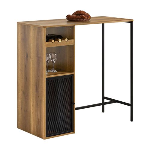 Sobuy Table De Bar, Table Haute De Bar, Table De Cuisine, Table  Manger, Mange-Debout Pour Cuisine, Salle  Manger, Salon Avec 1 Plateau Rabattable, 2 Etagres Et 1 Porte, 120 X 63 X 95 Cm, Fwt98-Pf