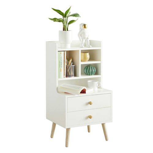 Sobuy Table De Chevet Table De Nuit Bout De Canap Table D'appoint Table Basse Avec tagres De Rangement Et 2 Tiroirs  Blanc, Fbt100-W