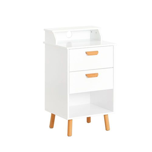 Sobuy Table De Chevet, Table De Nuit, Table D'appoint, Bout De Canap Avec 1 tagre, 2 Tiroirs Et 1 Compartiment Ouvert Pour Salon Chambre  Coucher Bureau, 40 X 35 X 71 Cm, Fbt125-W