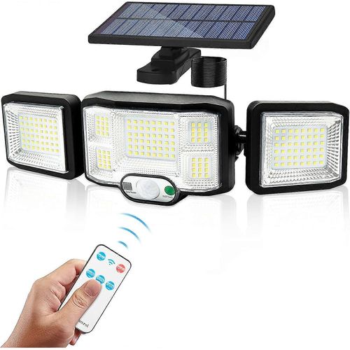 Solaire Lumire Extrieur Applique Murale Luminaire Led 3 Ttes 192 Leds Detecteur Mouvement Scurit Projecteur Eclairage Ip65 Etanche Lampe Nergie Sol
