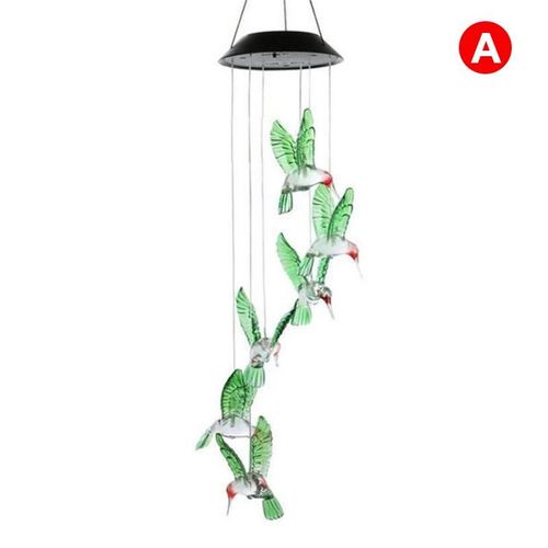 Solaire Wind Chime Chandelier Couleur Changeant Solaire String Colibri Papillon Lumires Maison Fournitures A