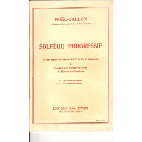 Solfge Progressif - 30 Leons En Cls De Sol 2e Et Fa 4e Alternes -Volume 2 : Sans Accompagnement