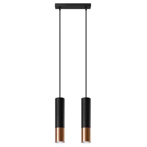 Sollux Loopez Suspension Twin Suspendue Noir, Cuivre Gu10