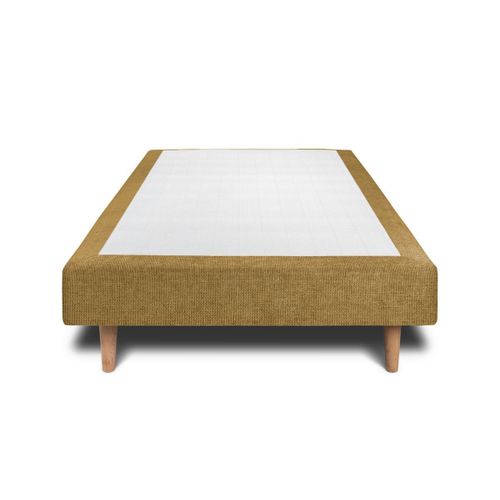 Sommier Tapissier Tissu Jaune 100x200 H35cm