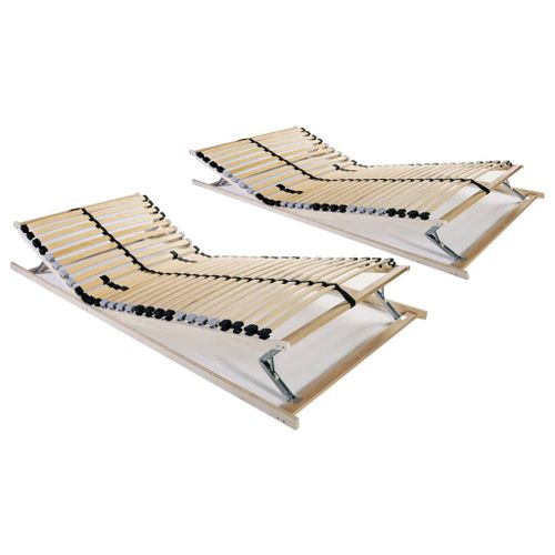 Sommiers  Lattes 2 Pcs Avec 28 Lattes 7 Zones 90x200 Cm