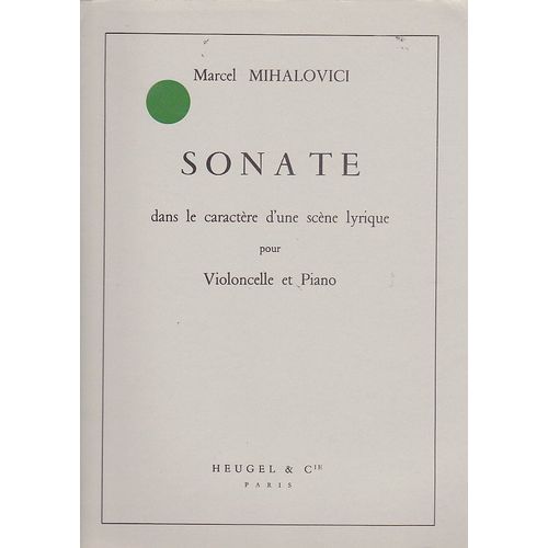 Sonate Op. 108  Dans Le Caractre D'une Scne Lyrique - Partition Violoncelle Et Piano