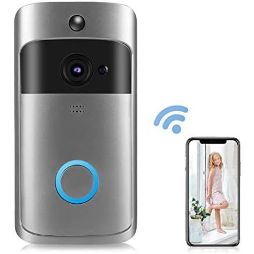 Sonnette Sans Fil Avec Cameraintelligente, Camra De Sonnette Vido Sans Fil Wifi Avec Dtecteur De Mouvement, Camra De Scurit Wifi 2,4 Ghz Avec Rsolution 1280(Batterie Non Inclus)