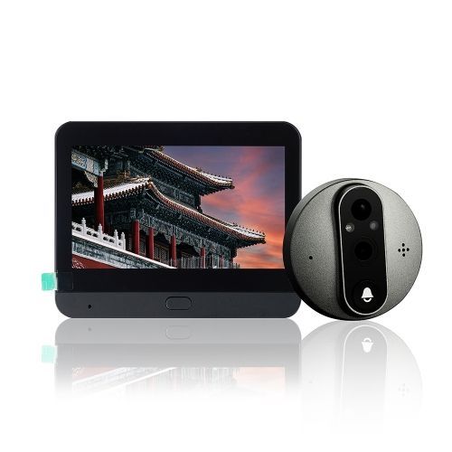 Sonnette Vido Intelligente ?il De Chat Sy-37 Avec cran Couleur De 4,3 Pouces Et Graffiti Cach 1080p Wifi (Noir) -Sy-30