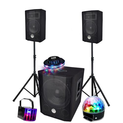 Sono complte 1000W, USB Bluetooth Caisson bi-amplifi 600W, 30cm, 3 jeux de lumires LED Animation Club, Soire