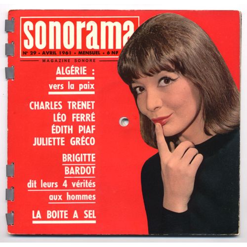 Sonorama N 29 / Juliette Grco / Brigitte Bardot / Lo Ferr / Charles Trenet / Edith Piiaf / Micheline Presle / Jean-Claude Pascal - 