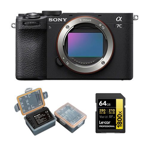Sony Alpha A7C II Corps Noir+Carte mmoire Lexar Professional 64Go SDXC 1800x UHS-II+Kingma 2000 mAh (Sony NP-FZ100) Batterie