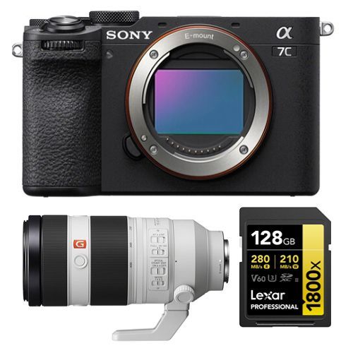 Sony Alpha A7C II Corps Noir + Sony FE 100-400mm f4.5-5.6 GM OSS + Lexar 128Go Carte mmoire SDXC professionnelle 1800x UHS-II