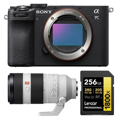 Sony Alpha A7C II Corps Noir+Sony FE 100-400mm f4.5-5.6 GM OSS + Lexar 256Go Carte mmoire SDXC professionnelle 1800x UHS-II