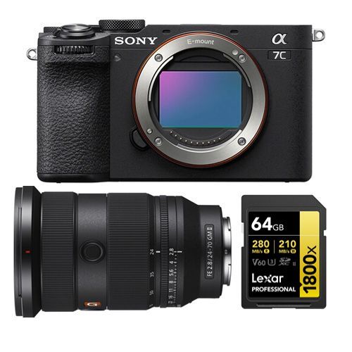 Sony Alpha A7C II Corps Noir+Sony FE 24-70mm f2.8 GM II + Carte mmoire SDXC Lexar Professional 64Go 1800x UHS-II