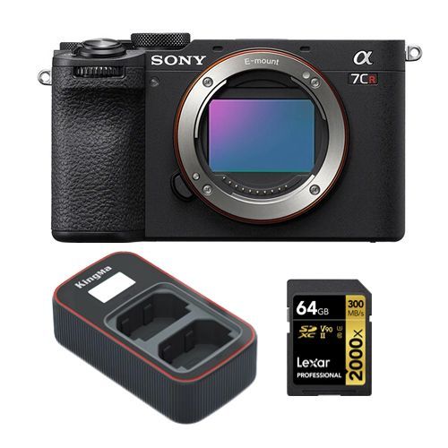 Sony Alpha a7CR Appareil photo sans miroir (noir)+Lexar 64Go carte mmoire professionnelle 2000x UHS-II SDXC+Kingma Sony NP-FZ100 LCD double USB chargeur