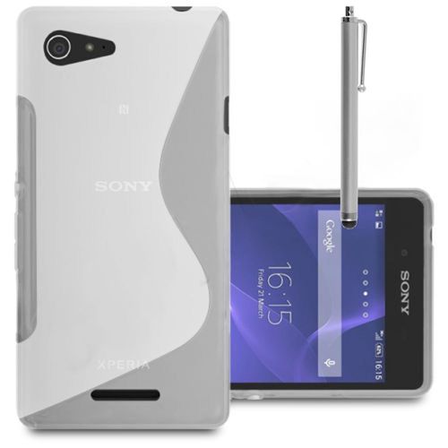 Sony Xperia E3/ E3 Dual D2212 D2203 D2206 D2243 D2202: Housse Etui Pochette Coque S Silicone Gel+ Stylet- Blanc