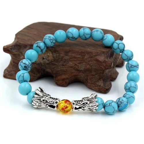 Source Bijoux Mode Simple Pierre Volcanique Blanc Turquoise Citrine Bracelet Robinet Bracelet Bracelet - Bleu Turquoise Argent Ancien