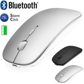 Souris Bluetooth Sans Fil pour Macbook/iPad/iPhone( iOS13.1.2 et  Supérieur)/Android PC/Ordinateur, Mini Souris Silencieuse Rechargeable pour  Windows