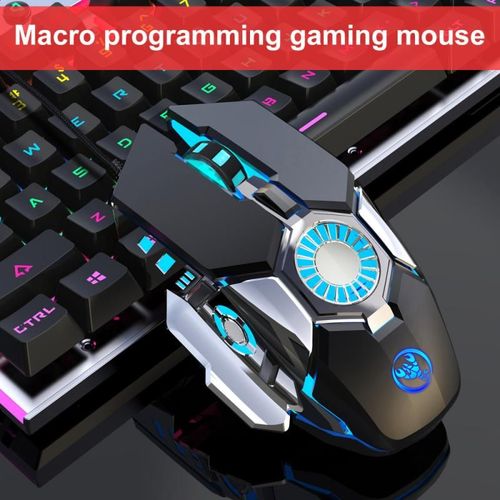 souris de jeu filaire colore lumineuse, 6 fichiers, 6400dpi, pour Macro programmation, priphrique d'ordinateur rglable
