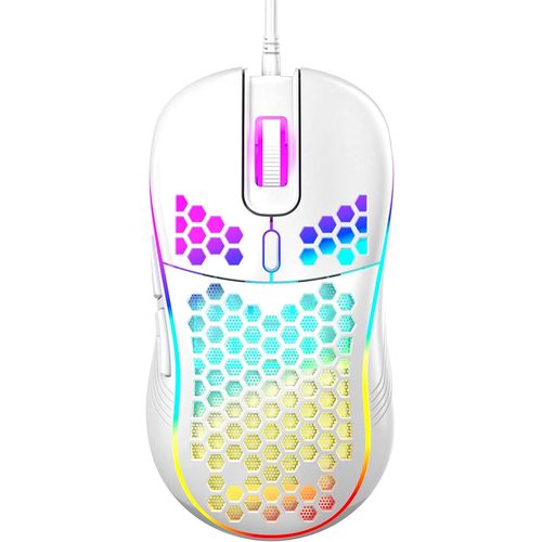 Souris de jeu filaire en nid d'abeille, rtroclairage RVB et 7200 DPI rglables, souris d'ordinateur USB ergonomique et lgre avec capteur de haute prcision pour les joueurs Windows PC et ordinateu