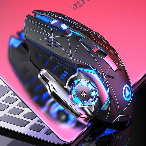 Souris de jeu sans fil RVB rtroclaire, rechargeable, 6 boutons programmables (toile noire)