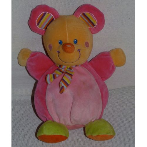 Souris Doudou Rose Jaune Vert Mots D'enfant charpe Ray