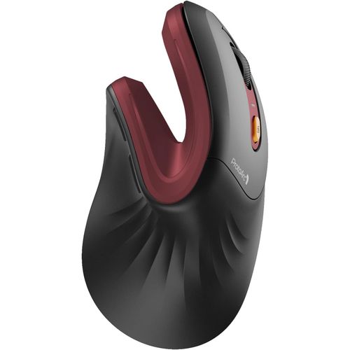 Souris Ergonomique sans Fil, EM11 NL Souris Verticale Rechargeable avec 3 Ports D'appareils (2*Bluetooth & USB), Mini Souris Silencieuse pour PC, iPad, Mac, Windows - Noir Rouge