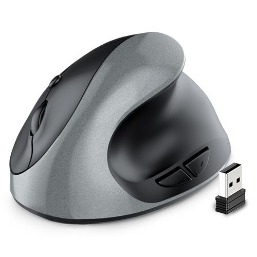 Souris Ergonomique sans Fil, Souris Optique sans Fil 2.4G avec 800/1200/1600 DPI, Souris Verticale sans Fil pour Ordinateur Portable, Mac, PC, Bureau (pour Droitier),gris argent