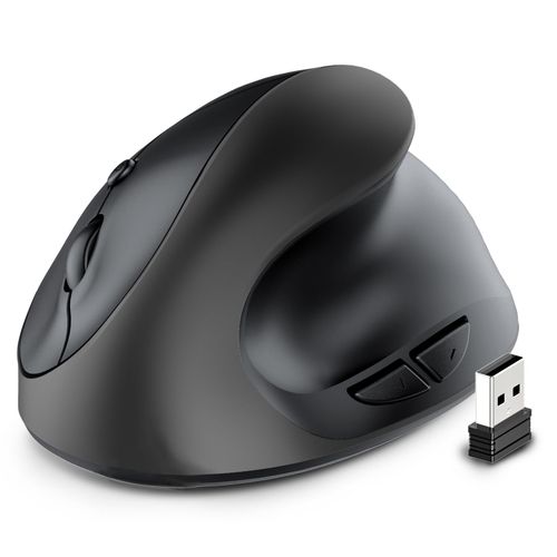Souris Ergonomique sans Fil, Souris Optique sans Fil 2.4G avec 800/1200/1600 DPI, Souris Verticale sans Fil pour Ordinateur Portable, Mac, PC, Bureau (pour Droitier),Noir